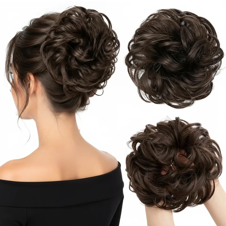 Claw Clip Messy Bun Hair Piece - Elegant Curly Wave Messy Bun Hairpiece,