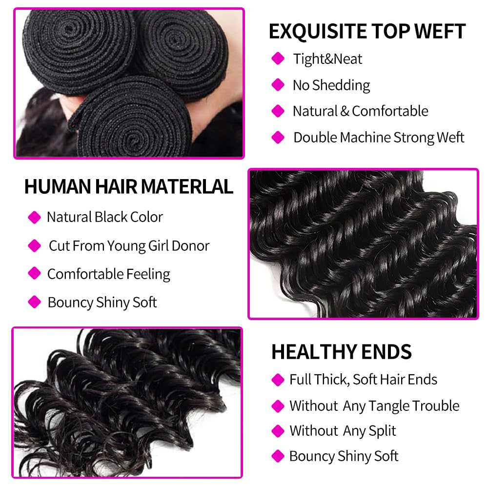 Deep Wave Human Hair Bundles w - огляд і ціна Deep Wave 3 Bundles With Closure