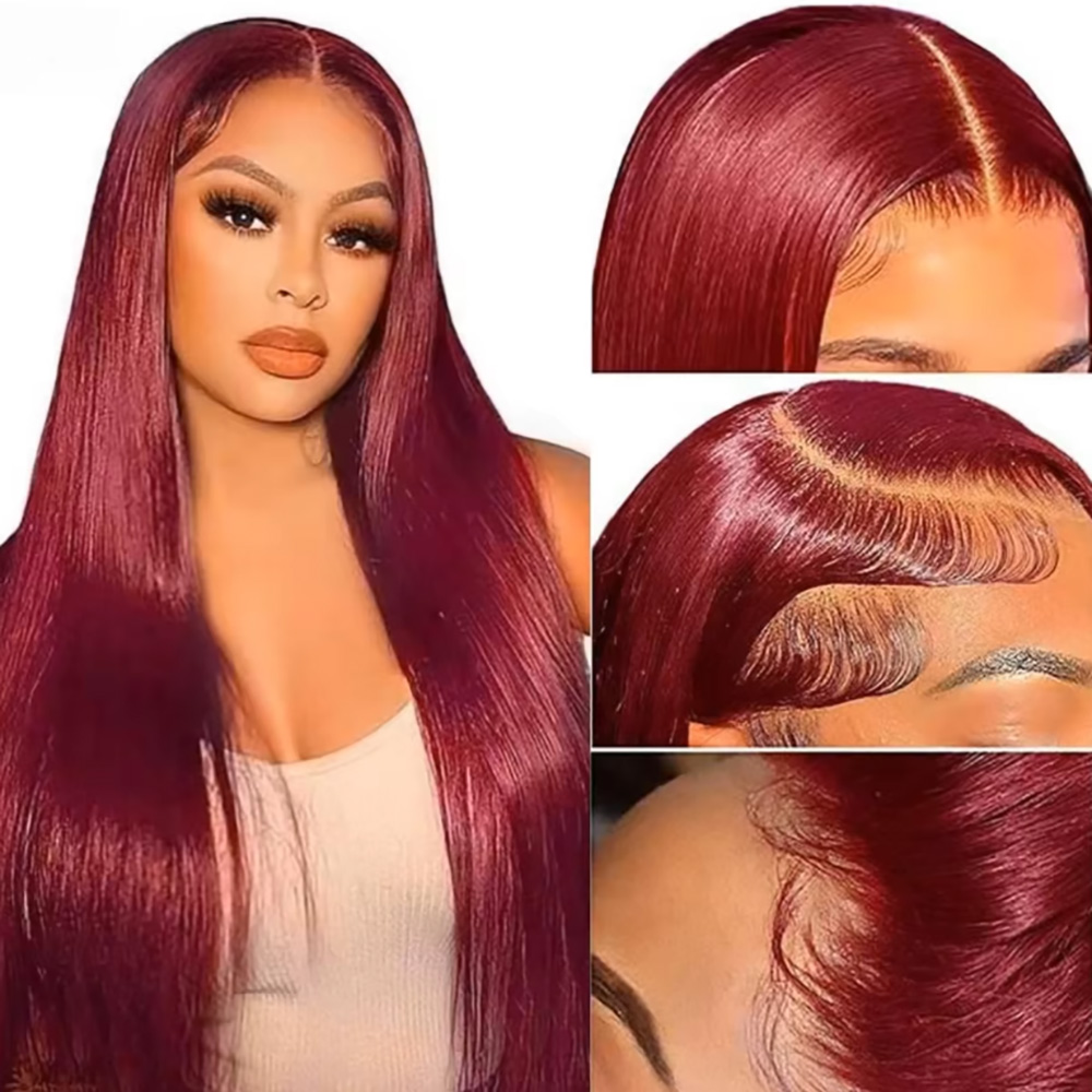 99J Burgundy Silky Straight Hu - огляд і ціна Lace Front Wigs
