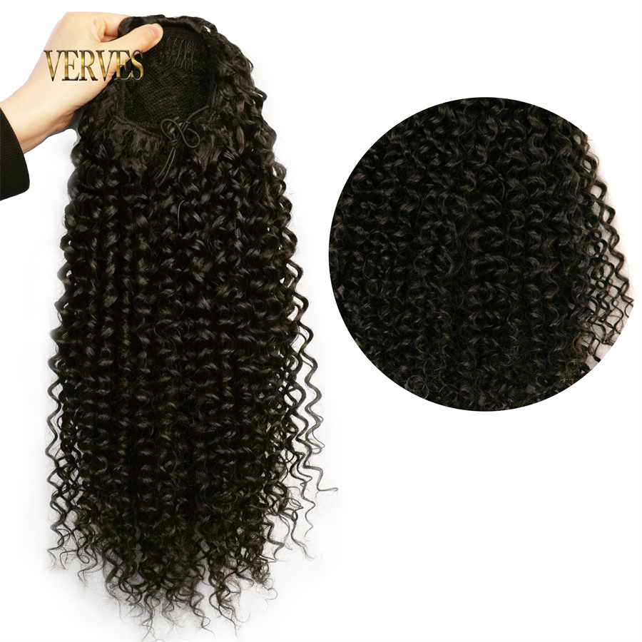 VERVES Synthetic Drawstring Pu - огляд і ціна Drawstring Afro Curly Puff Ponytail