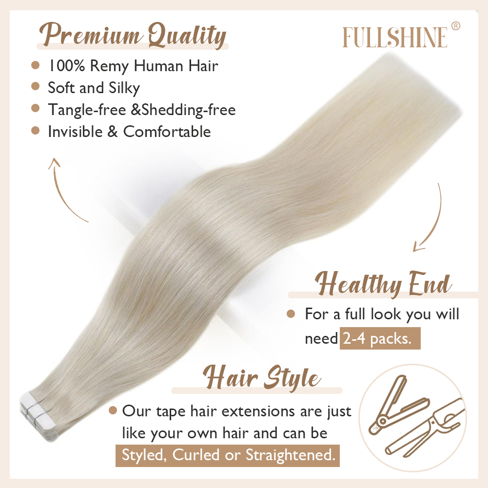 Full Shine Tape in Hair Extens - огляд і ціна Invisible Tape In Extensions Real Hair