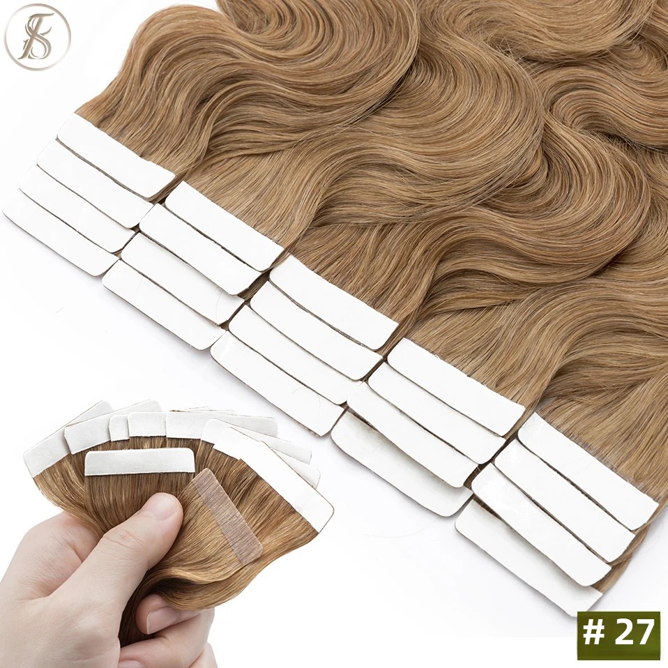 TESS 20pcs Wavy Tape In Human  - огляд і ціна Invisible Tape In Extensions Real Hair