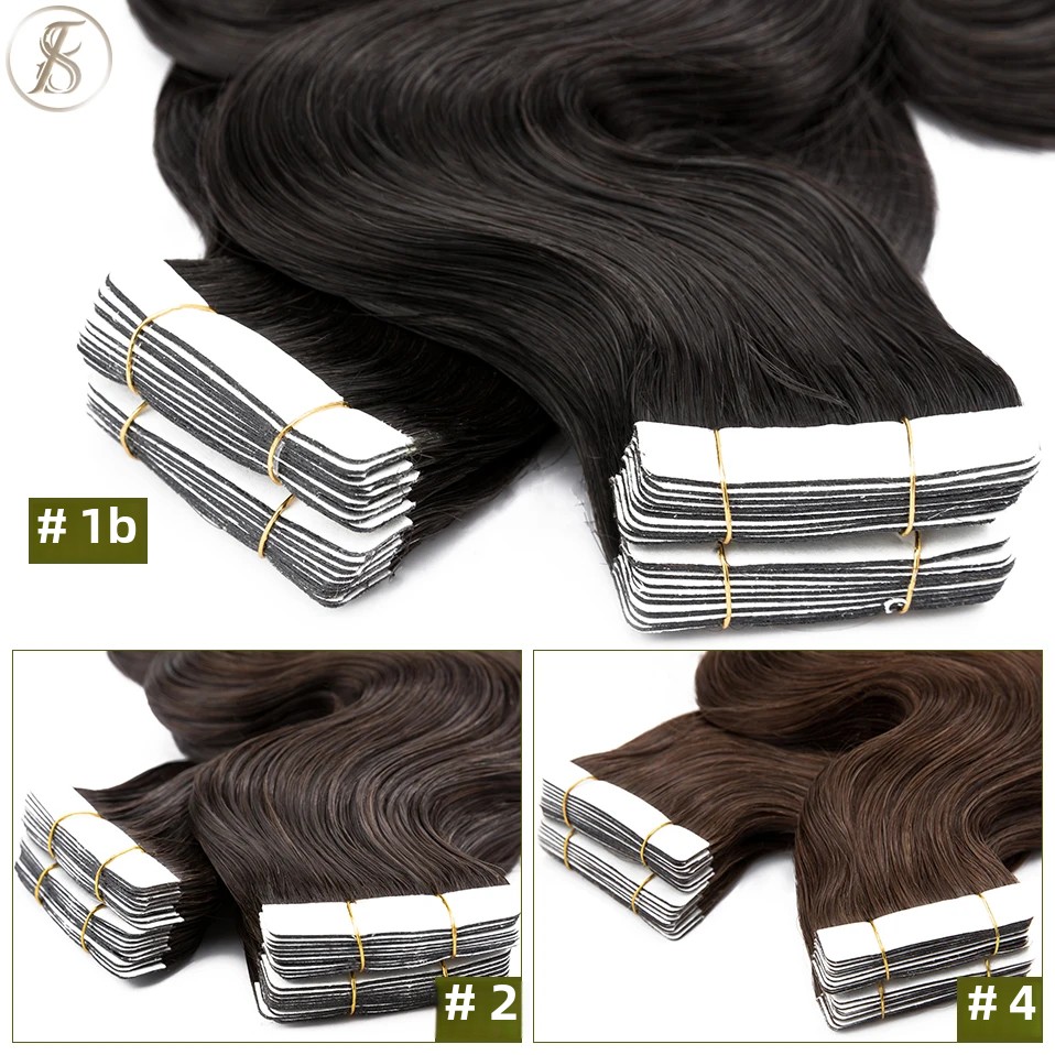 TESS 20pcs Wavy Tape In Human  - огляд і ціна Invisible Tape In Extensions Real Hair