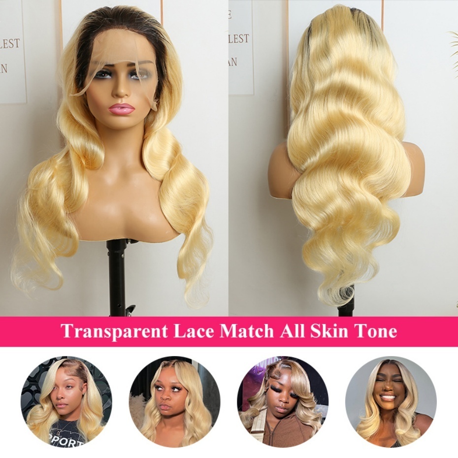 1B 613 Blonde Ombre Human Hair - огляд і ціна 613 Blonde Body Wave Lace Front Wig