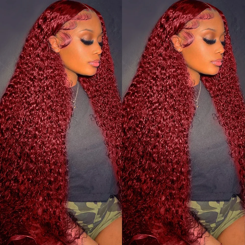 99J Burgundy Colored Deep Wave - огляд і ціна Human Hair Wigs