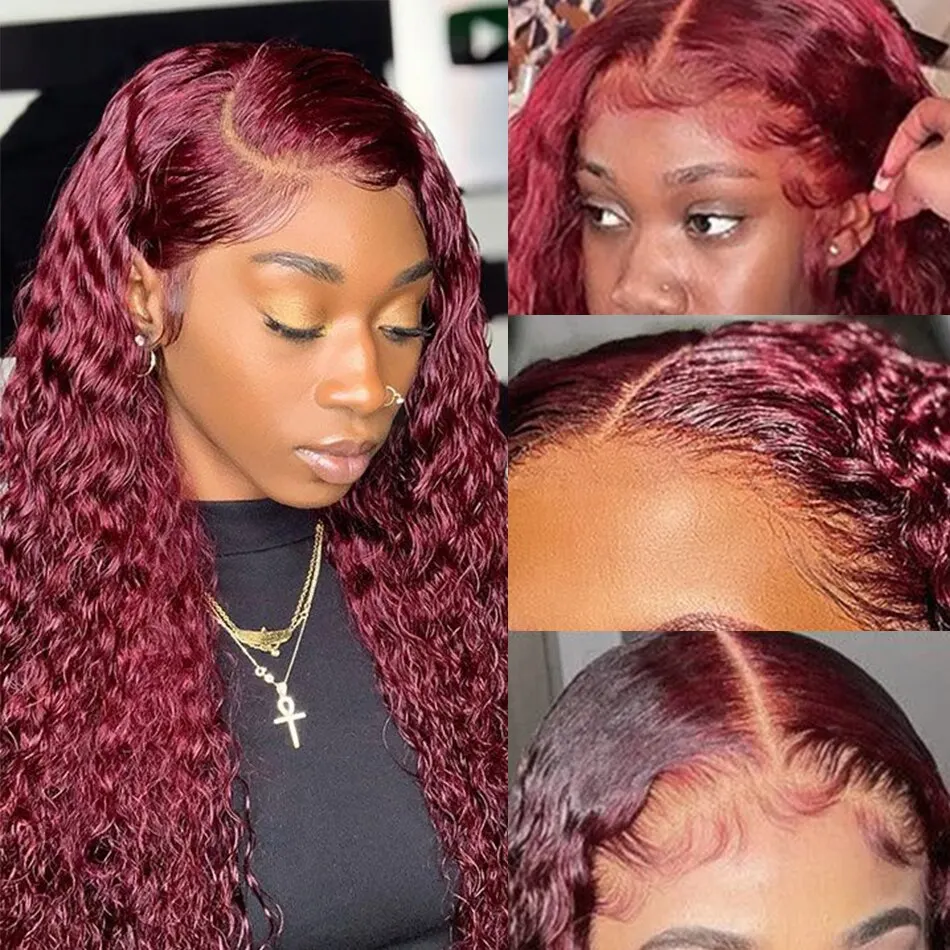 99J Burgundy Colored Deep Wave - огляд і ціна Human Hair Wigs