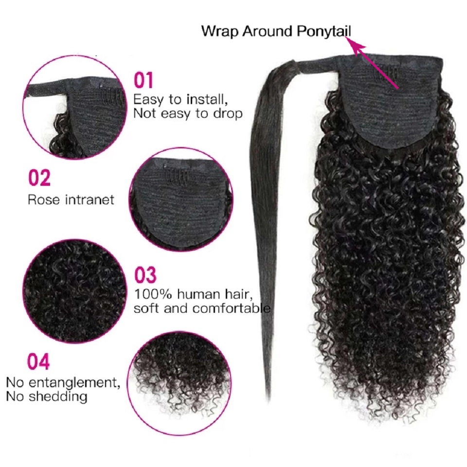 Kinky Curly Human Hair Ponytai - огляд і ціна Seamless Clip In Hair Extensions Human Hair
