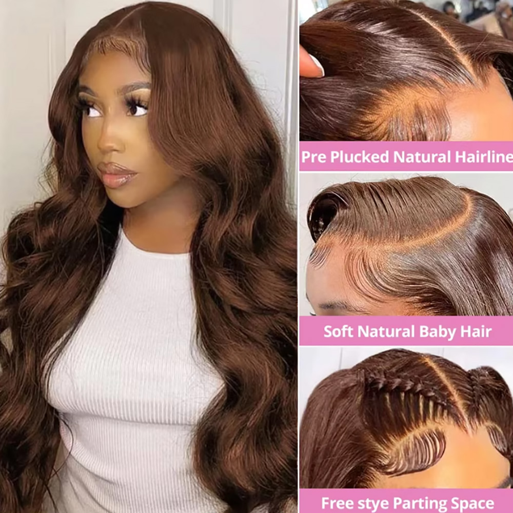 Chocolate #4 Body Wave Wig 220 - огляд і ціна Hd Lace Frontal Wig Human Hair Pre Plucked
