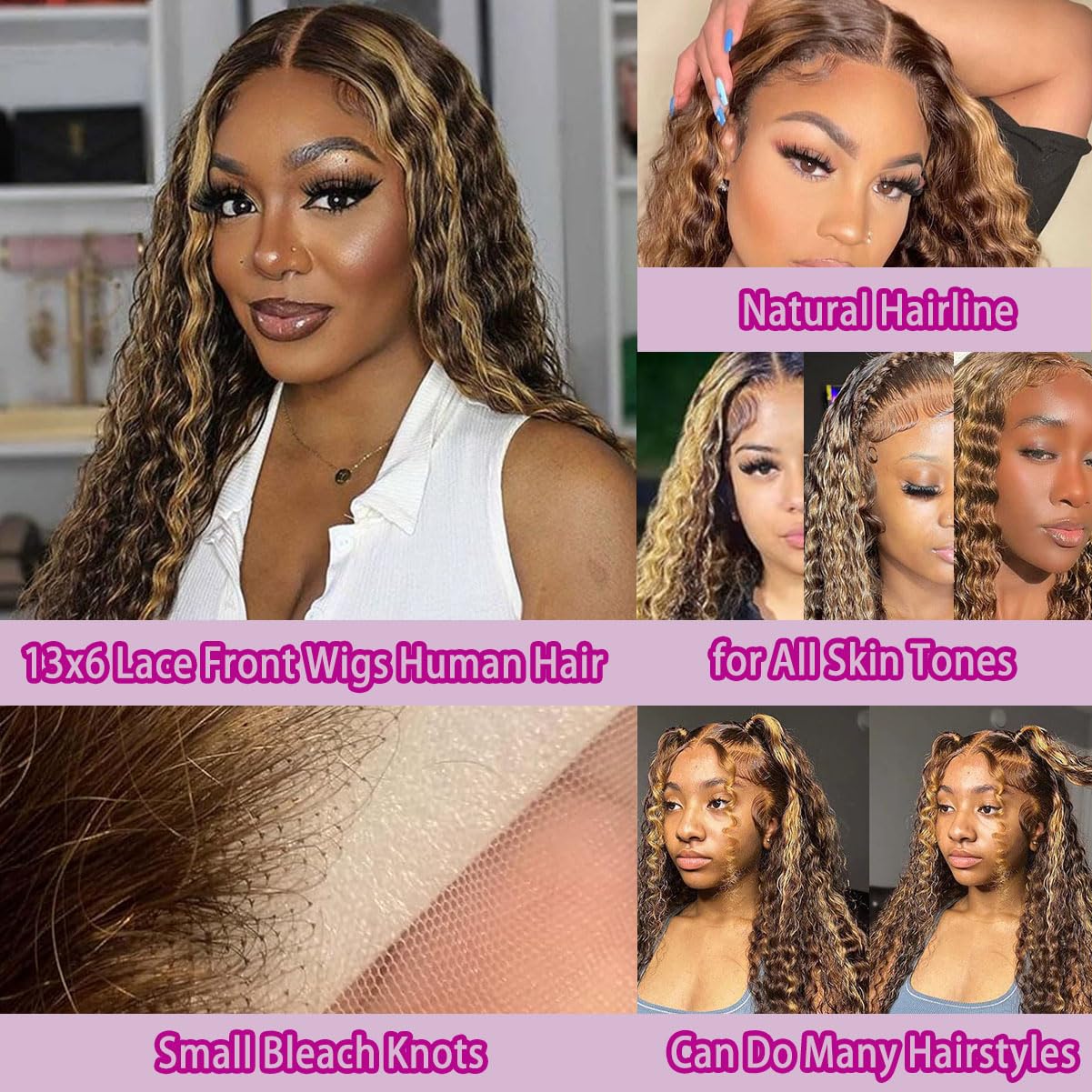 36 Inch Deep Wave P4/27 Highli - огляд і ціна Lace Front Wigs