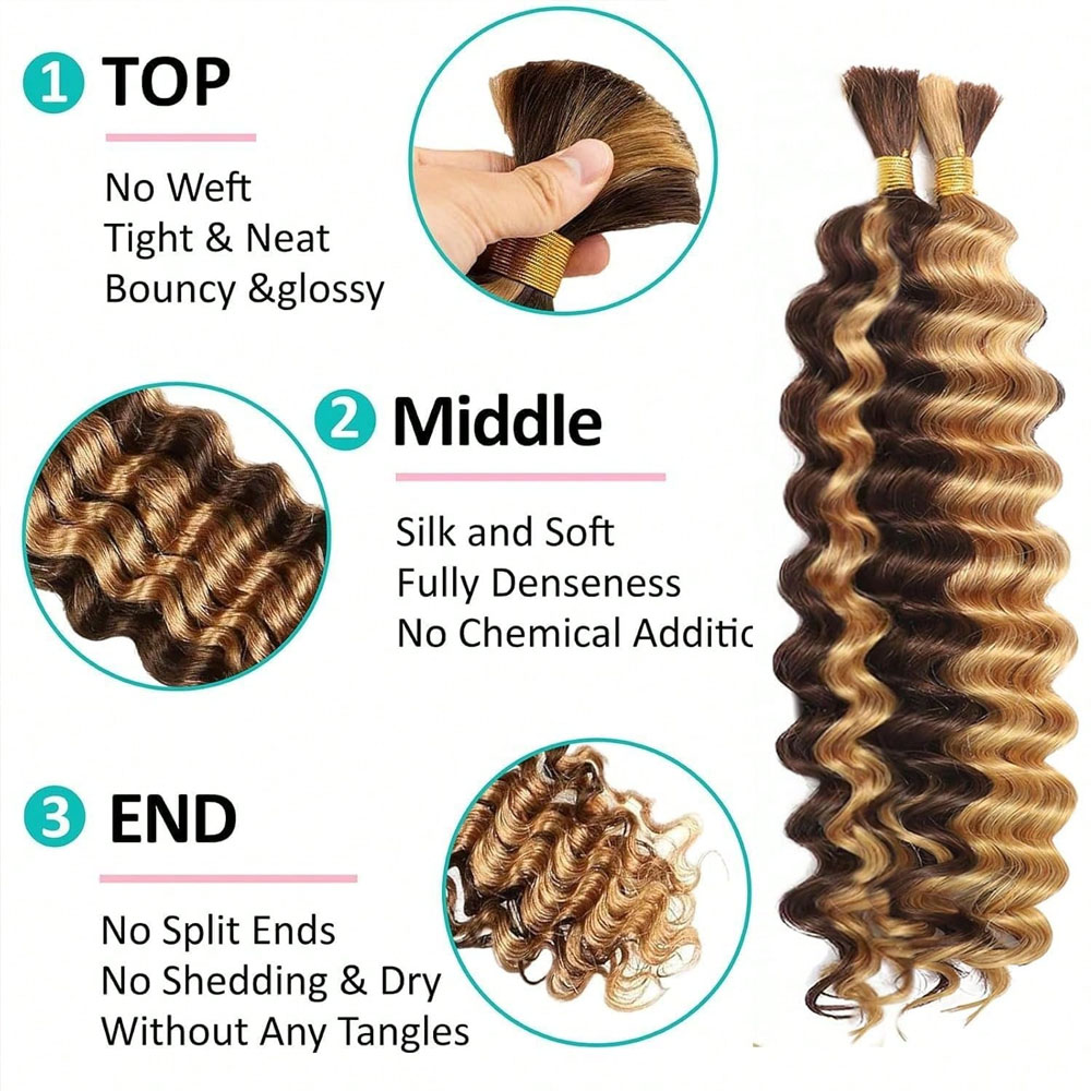 Human Braiding Hair 18 Inch 2  - огляд і ціна Water Wave Bulk Human Hair For Braiding