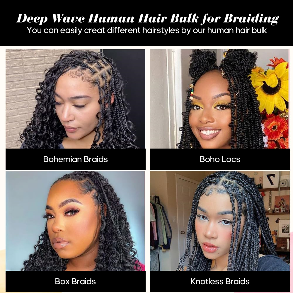 Human Braiding Hair for Boho B - огляд і ціна Water Wave Bulk Human Hair For Braiding